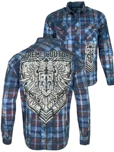 Xtreme Couture by Affliction Men's Button Down Shirt Stone Eagle Cotton Menswear