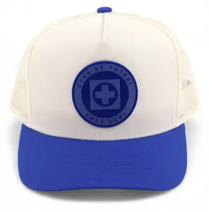 Cruz Azul Hat - Natural and Royal Trucker Style with Emblem Logo