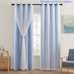 1PC Adorable Princess Style Girl Room Decor Curtain, Dual-Layer Fabric Sheer, Modern Minimalist Light Luxury Blackout, Suitable for Living Room Bedroom