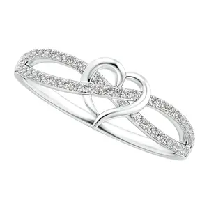 Infinity Heart Promise Ring: Women's Silver Tone Eternity Knot Heart-shaped Rings with Cubic Zirconia Engagement Wedding Jewelry for Valentine's Day Anniversary, Female summerwins,summerwins,summeroutfits,vacationoutfits,beachoutfits