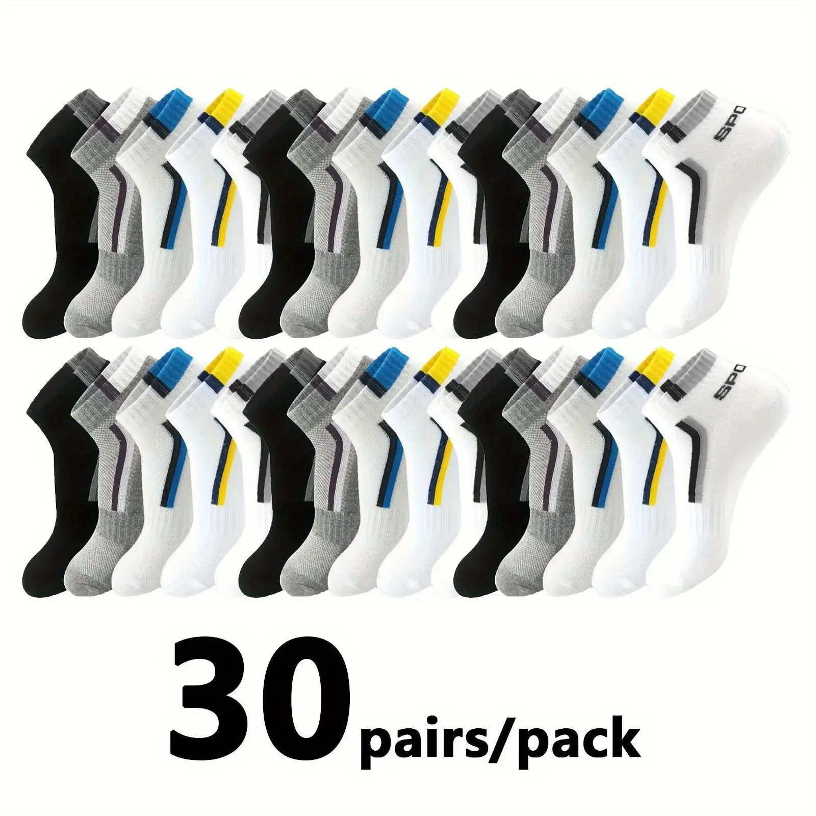 Women's Low-Top Striped Liner Ankle Socks (5/10/20/30 Pairs) - Multicolor Spandex Socks for Women, Casual & Athletic, Dry-Wicking, Soft, Breathable, Sweat-Absorbent, Classic, for Outdoor Activewear, Casual Ankle Socks