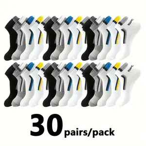 5/10/20/30pairs Simple Stripe Pattern Liner Anklets Socks Comfy Breathable Soft Sweat Absorbent Socks For Men's Outdoor Wearing low-top sock Menswear Multicolor Casual Classic Stylish Activewear Athletic Beige Plain Sport Sportswear