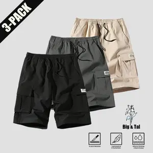 Big & Tall Men’s Quick‑Dry Cargo Shorts, Scratch‑Resistant Loose‑Fit Multi‑Pocket Casual Shorts，Plus‑Size Quick‑Dry Workwear Shorts, Elastic Waist Breathable Outdoor Utility Cargo Shorts，Fabric Menswear  Classic Distressed Layer Minimalist Outfits Short