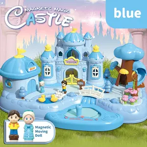 Magnetic Sensing Moving Doll Floating Magic Castle Toy Elsa Princess Prince Dream Garden Large House, Kids Playhouse Gift, Christmas Present