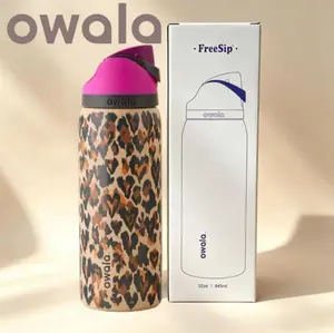 Owala 32oz Insulated Water Bottle, Leak Proof FreeSip Lid, Stainless Steel, BPA Free, Leopard Print Aesthetic, Travel Gym Bottle, Gift for Her, Gift for Him