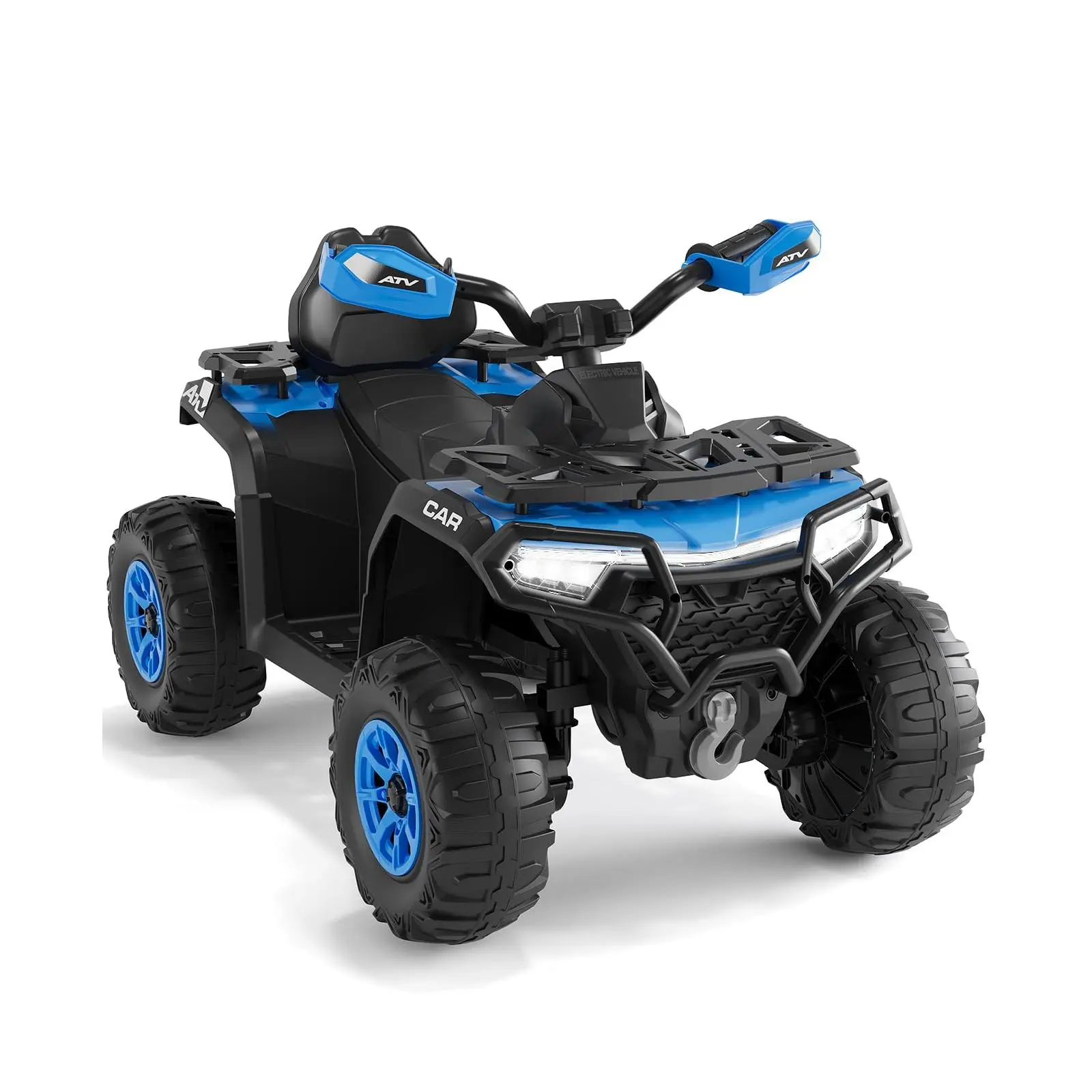 GARVEE 12V Dual-Motor Ride On ATV for 3-4 Year Olds, 4-Wheeler Kids' Off-Roading Power Wheels with Remote Control, Rechargeable Battery, Parent Mode, LED Headlights, Colorful Lights, Safety Flag, Spring Suspension