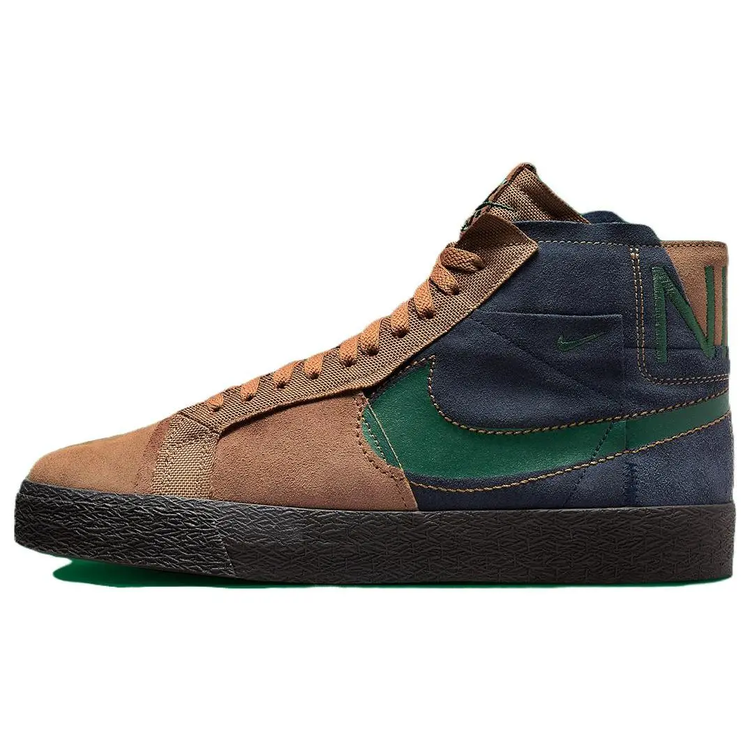 Nike SB Zoom Blazer Mid Premium Legend Dark Brown Obsidian Patchwork Comfort Skate Shoes Unisex FZ3306-200