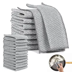 20 Pcs New Upgrade3-LayerNonScratch Wire Dishcloth,Wire Dishwashing Rag, Non-Scratch Wire Dishwashing Ragsfor Wet and Dry, Kitchen Cleaning Dish Ragsfor Cookware,Sinks, Dishes,Stove