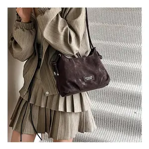 Women Suede Hobo Bag Minimalist Underarm Shoulder Bag Casual Crossbody Bag for Daily Work