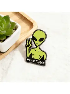 "We Out Here" Alien Enamel Pin - Retro UFO & Sci-Fi Brooch Enamel Lapel Pins