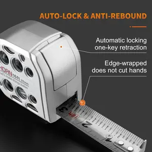 16FT Stainless Steel Retractable Measuring Tape,Built-in Magnet for Fast One-Hand Operation,Self-Locking Blade, Waterproof & Rustproof,