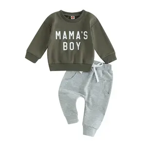 Baby Boy Fall Winter Clothes Mamas Boy Long Sleeve Crewneck Sweatshirt Top Jogger Pants Toddler Boy Outfits