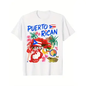 Puerto Rican Pride Boricua Frog Graphic Tee 100 Cotton Round Neck Short Sleeve White Casual Streetwear Top For Men And Women