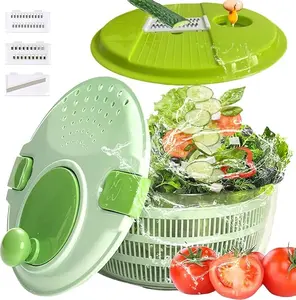 5 In 1 Salad Spinner,Large Salad Spinner w/Vegetable Chopper,Drain, Bowl,Colander,Multi-Use Lettuce Spinner, Fruit Washer,Wash,Spin and dry Salad Greens,Fruits&Vegetables (5 in1 green)