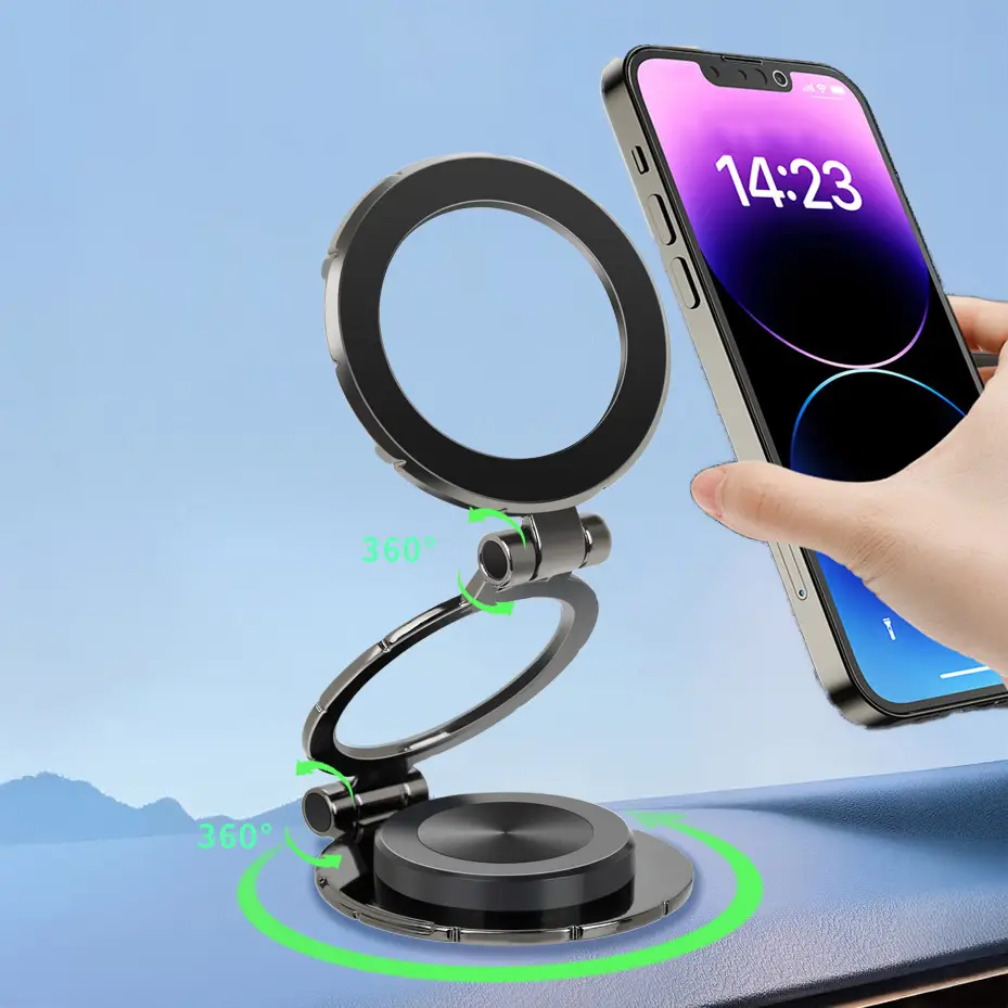 Magnetic Phone Holder, Car Mount Folding & 360° Rotation Base Magnetic Phone Holder For Car Strong Magnets For iPhone Car Mount Hands Phone Holders Fo
