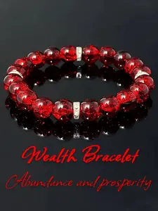 Red Crystal Beaded Bracelet & Ruby-Inspired "Abundance" Chain — Niche designer-style glazed crystal beads. Premium unisex accessory, ideal for graduation gifts, daily commutes & date nights.