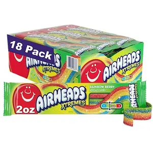Airheads Xtremes Belts Sweetly Sour Candy, Rainbow Berry, Non-Melting, Bulk Party Bag, 2 oz (Pack of 18)