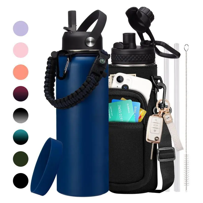 40OZ Insulated Stainless Steel Water Jug, Cold-48h Hot-24, Gallon Flask Water Bottle - Big Water Jug with Straw & Spout Lid, Carrier Bag, 32/40/64/128oz