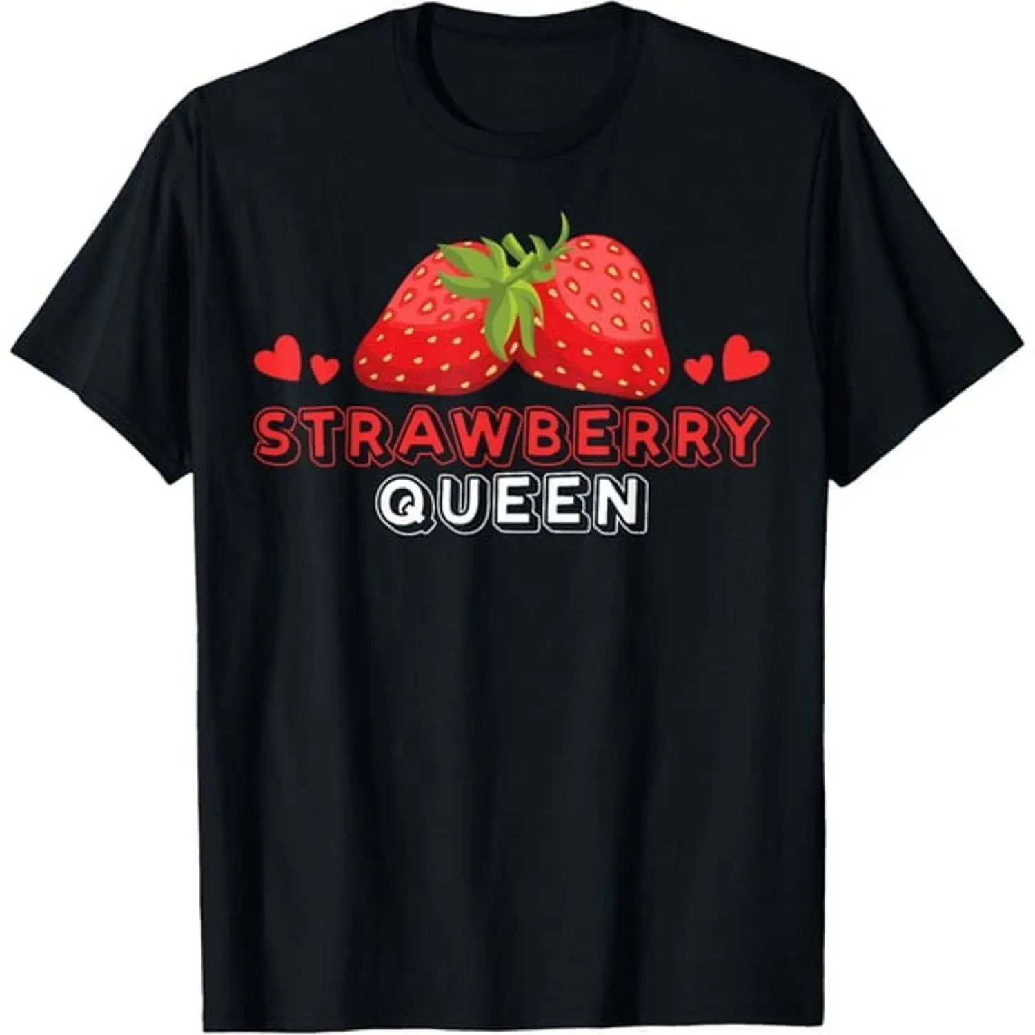 Women's Strawberry Queen Graphic Short-Sleeve Top, Unisex Soft-Fit Casual Tee, Comfortable Summer Wear, Shortsleeve, Tops
