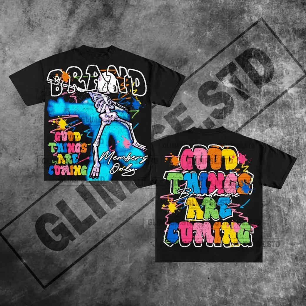 Y2K GRAPHIC 'Good think' T-shirts - black and white men's and women's t-shirts - holiday t-shirts, regular round neck cotton t-shirts, new 2024 t-shirts
