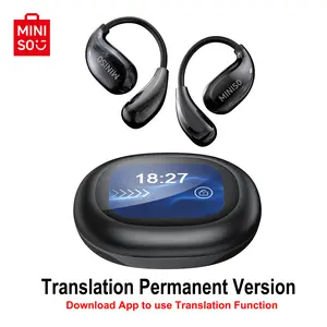 MINISO MS189 Translator Wireless earbuds Open Ear Bluetooth Earphones,Stereo HIFI Sound Earphones,LED Lights Touchscreen,Up to 48 Hours Power with Case,Ergonomic Ear Hooks,Ultra-Comfort Wireless Headphones,For Gym Running Workout