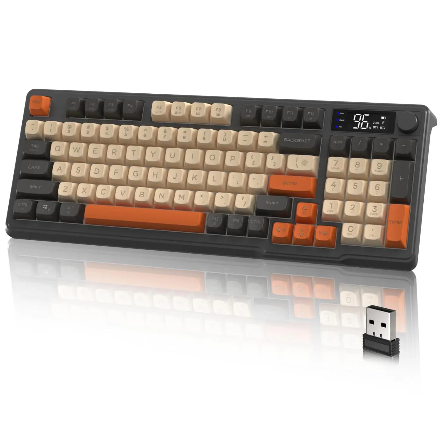 ATTACK SHARK M96 Wireless Gaming Keyboard, 2.4G Dual Mode Wireless Keyboard with Smart Display & Knob, Rechargeable Keyboard for Gaming, Gaming Pc Accessories, Gaming Items