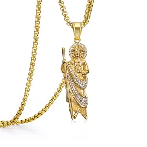 Judas Christ Necklace for Men Women Jesus Christ Pendant with Chain Hip Hop Neckilace 24 inch Catholicism Necklace