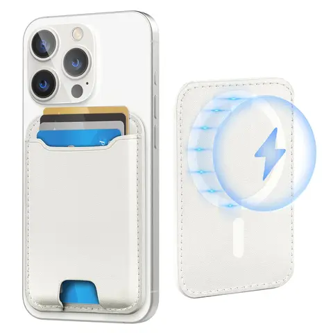 MagSafe Magnetic Snap Wallet Card Holder with Clip, RFID Blocker, NFC Protection, 4 Card Slots, Fits iPhone 12+/13/14/15/16 Series & 16 Pro, Easy Installation, Portable Blue Adhesive Smartphone Accessory