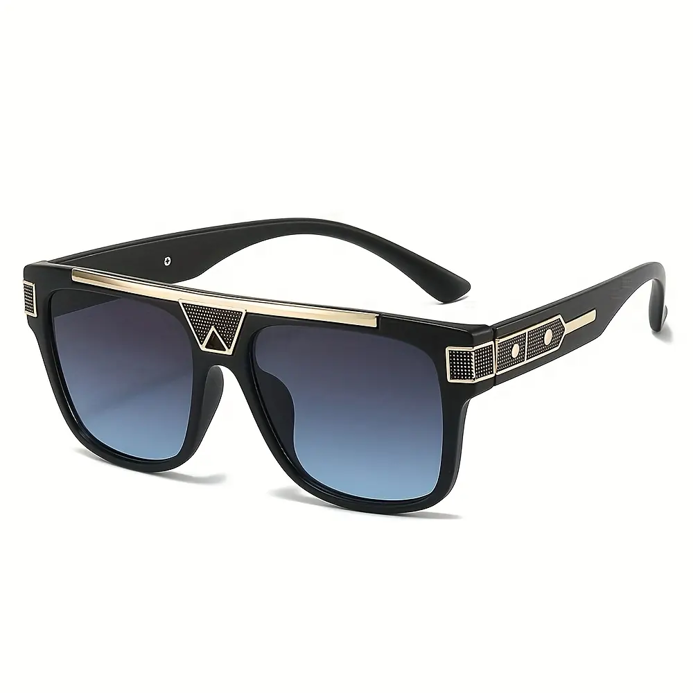 Retro Oversized Black Gold Sunglasses for Men Women  display picture 2