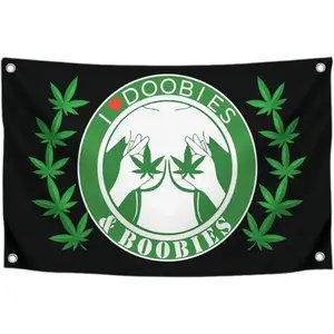 60in x 40in Tapestry t I Love Doobiess And Boobies Single Sided Flag  - Cool Funny Flags For Room Guys - Funny Polyester Tapestry Cool Wall Flags for Decor College Dorm Room Guys - Man Cave Frat Flag