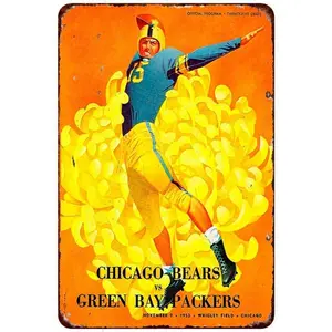 1952 Chicago Bears vs Green Bay Packers Vintage Look Aluminum Sign for Sports Fan Cave Man Cave Wall Decor