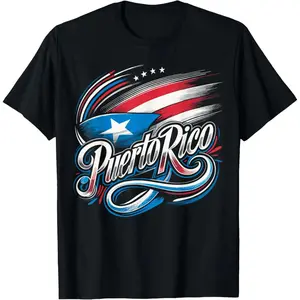 Puerto Rico Flag Heritage Month T-Shirt Casual Shortsleeve Cotton Fabric