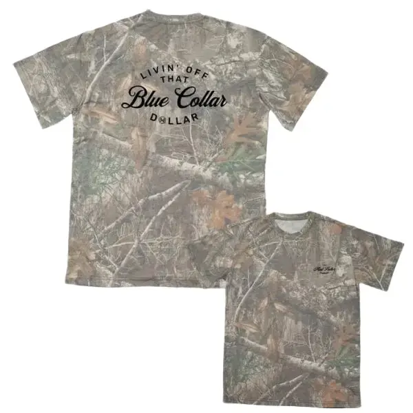 Livin' Off That Blue Collar Dollar T-Shirt, Mossy Oak Greenleaf T-Shirt, Camo T-Shirt Unisex Outdoor,3D Camo Style T-Shirt, Mother Day Shirt
