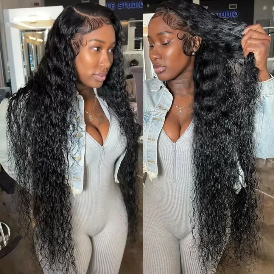 Bling Hair 180 Density 34 36 Inch 13x4 Hd Transparent Lace Front Wigs Deep Wave 13x6 Lace Frontal Wig Kinky Curly Human Hair Pre Plucked Lace Wigs For Black Women