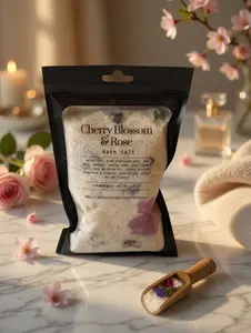 Cherry Blossom Rose Bath Soak | Floral Bath Salts 8 oz | Epsom Salt Relaxing Bath | Oatmeal Soothing Soak | Self Care Gift | Spa Bath