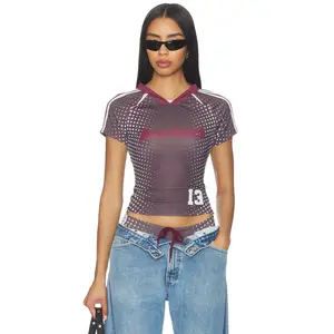 Jaded London Illusion Print Football Baby Tee in Brown