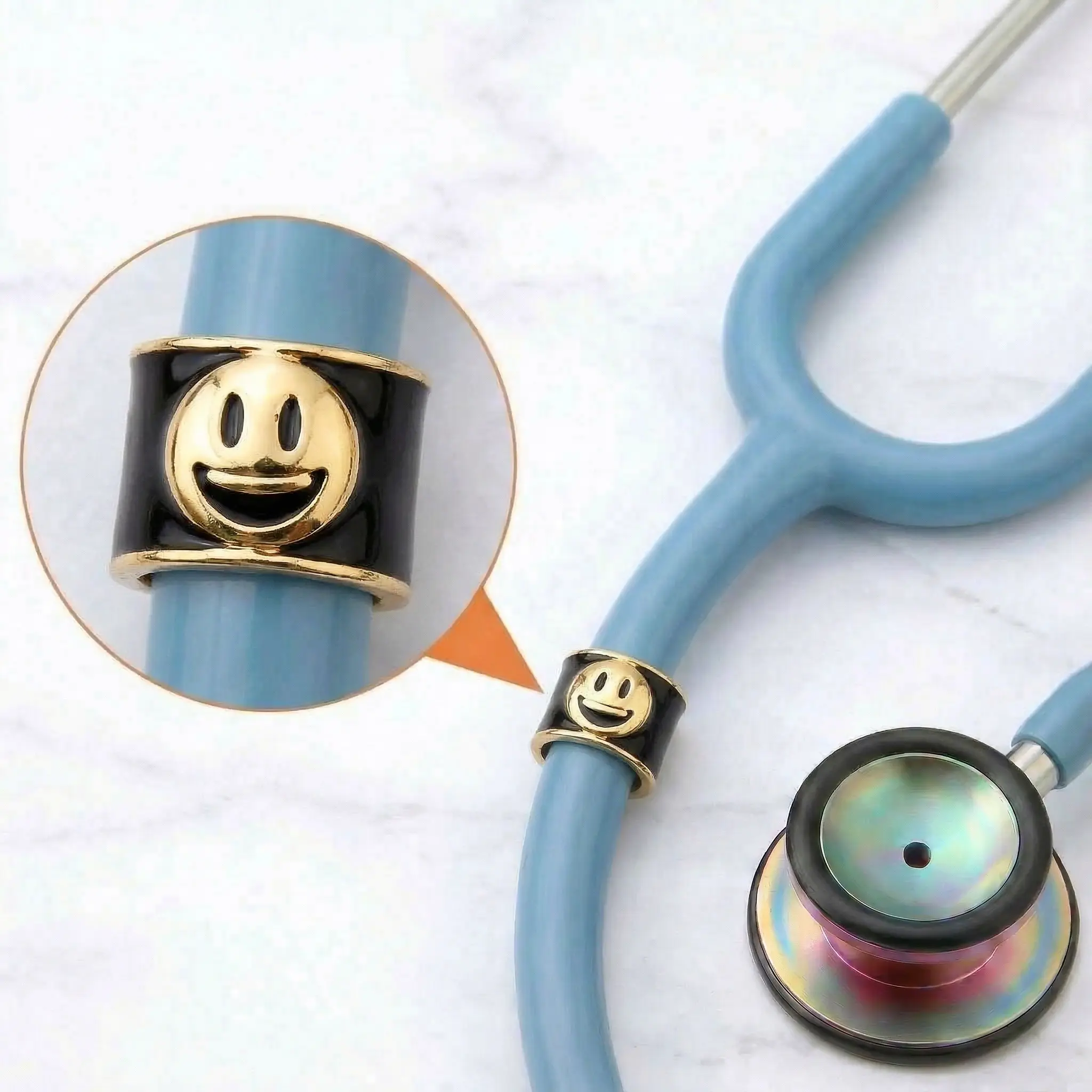Happy Face Emoji Stethoscope Charm