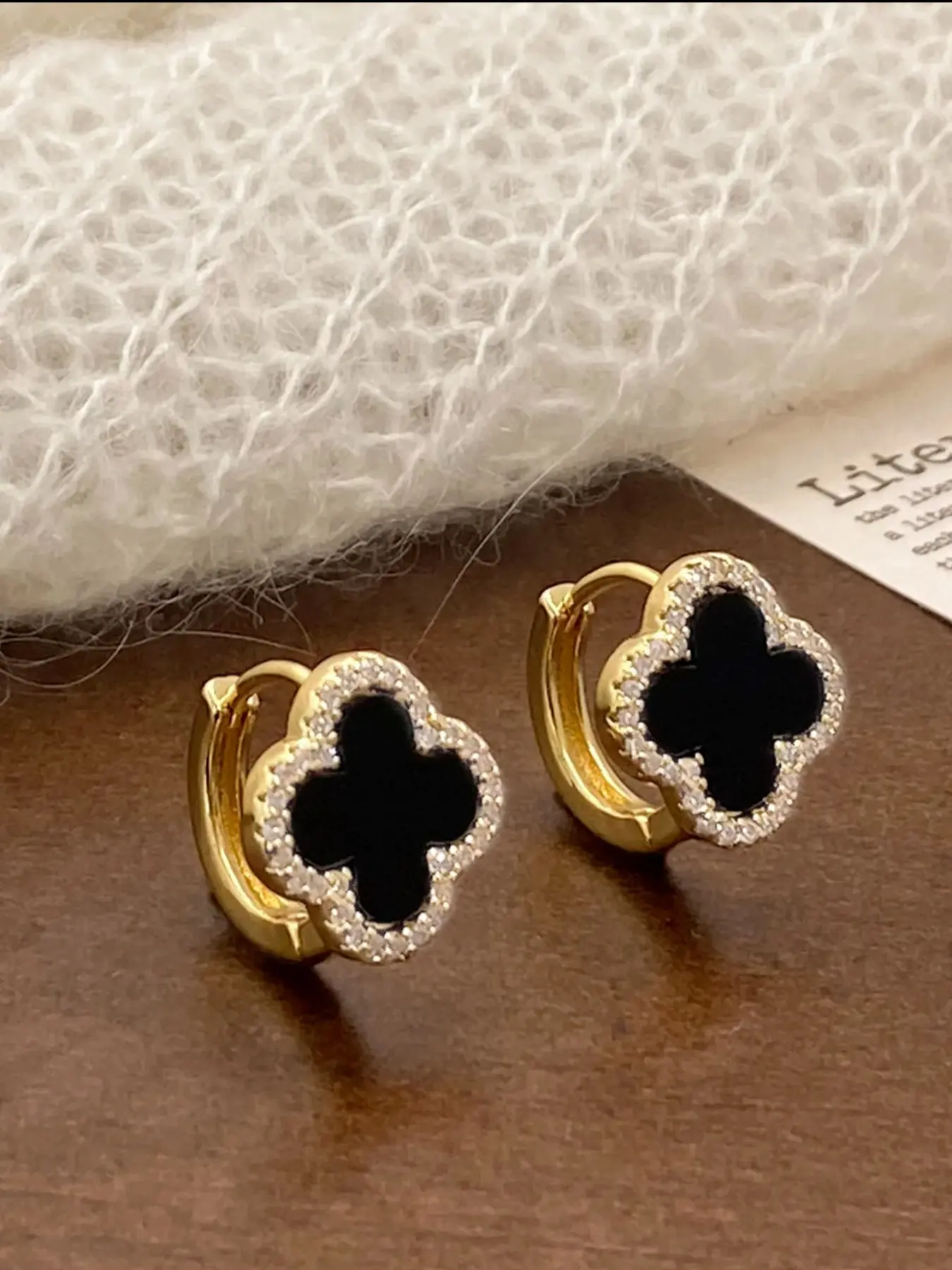 Elegant French Vintage Copper Ear Ring Set, Zirconia Decorated Clover Design, Fashion Women's Jewelry, Multi-Purpose Floral Pattern, Clover Earrings, Trendy Jewelry