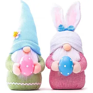 APHRODY Easter Gnome Plush Elf Decorations, 2-piece set of handmade faceless gnome bunny dolls, Easter decorations, spring home decor gift, unisex: Home & Kitchen