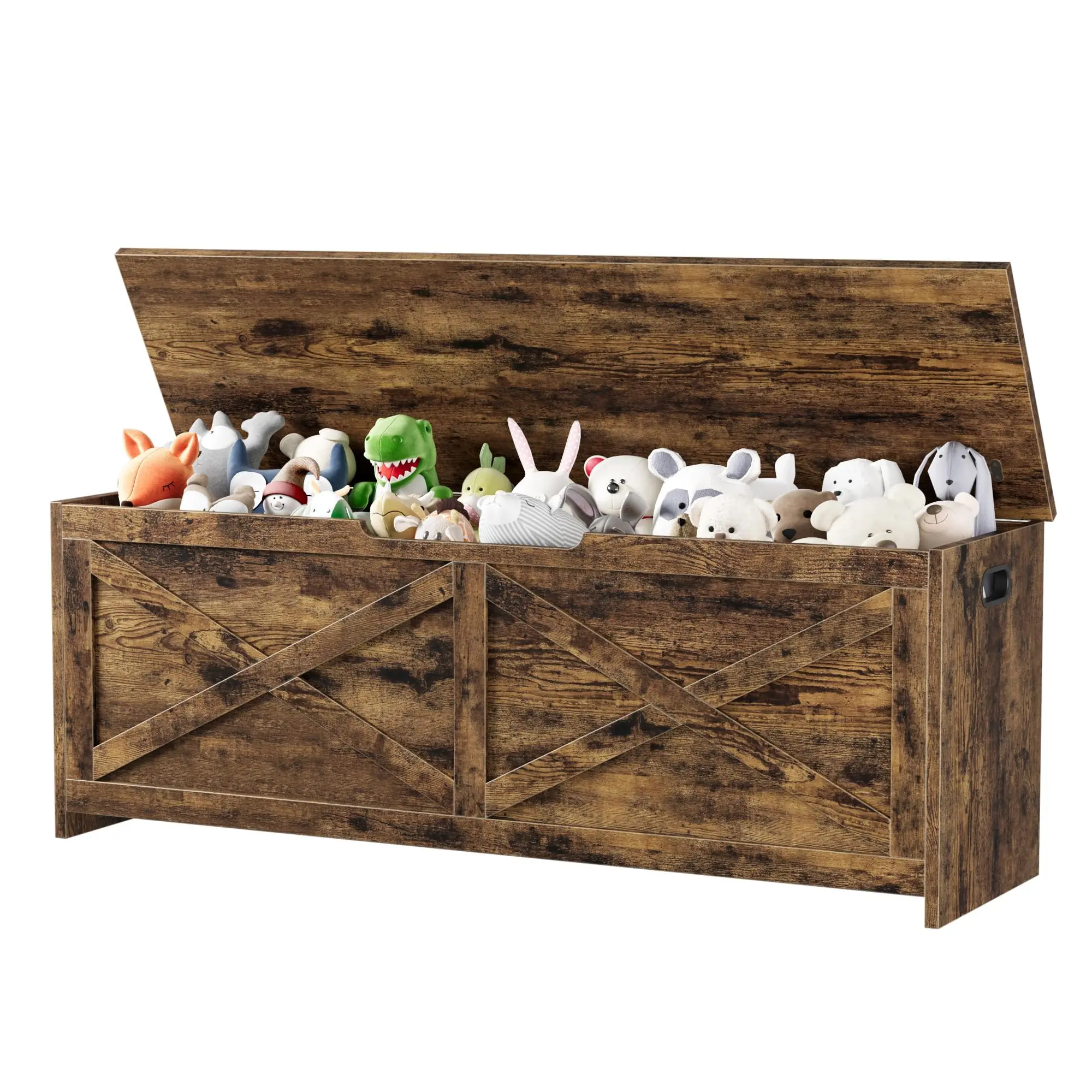 Garvee 120 cm Wooden Storage Chest with Safety Hinges, Easy to Assemble Large Shoe Bench for Entryway, Living Room, and Bedroom