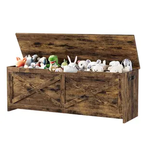 Garvee 120 cm Wooden Storage Chest with Safety Hinges, Easy to Assemble Large Shoe Bench for Entryway, Living Room, and Bedroom