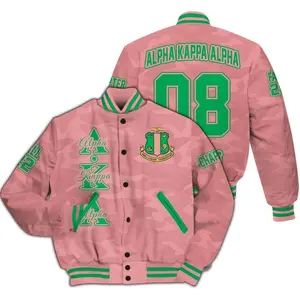 Alpha Kappa Alpha Camo Varsity Jacket 1908 Inspired, Custom Chapter Style, Greek Life Fashion Outerwear