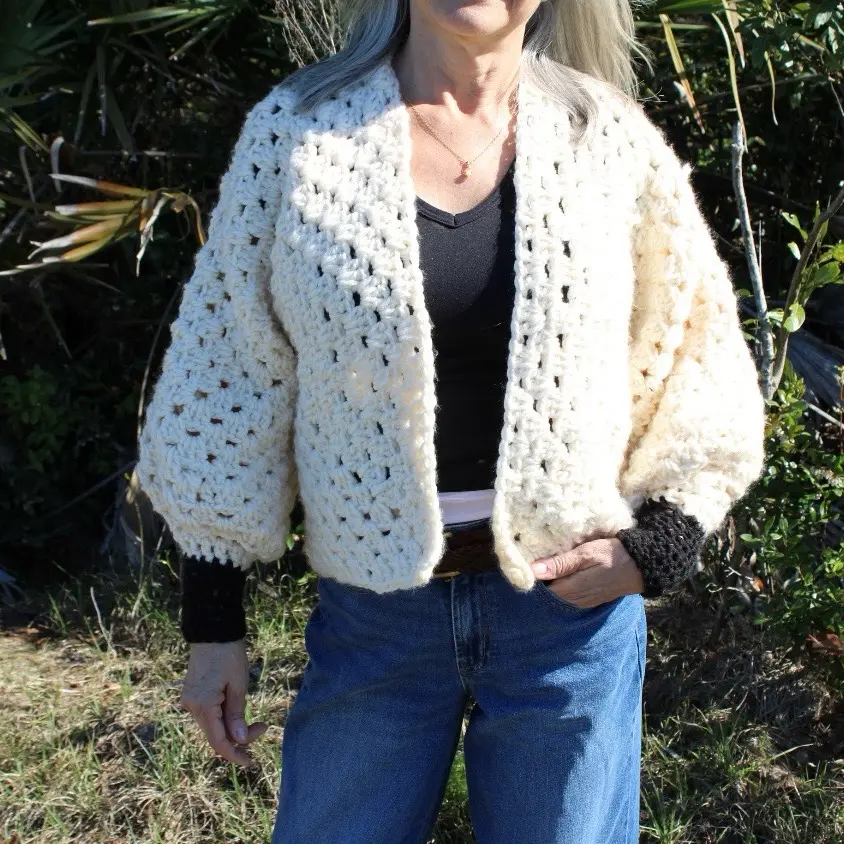 Cream cropped cardigan