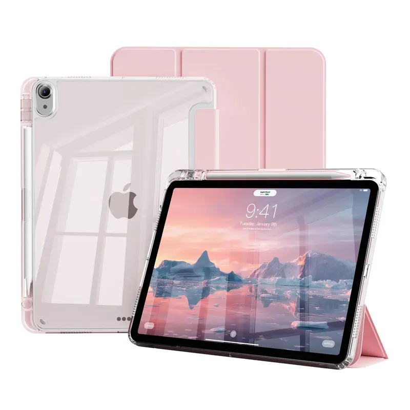 Ultra Thin Lightweight Tablet Cover with Pen Slot - TPU Hybrid Transparent Back Casing, Anti-Yellowing, Auto Wake/Sleep, Protection Accessories for 10th Generation iPad & Multiple Models (11th A16, Mini 4/5/6/7 A17Pro, Air 6/7 M4, M2/M3, 7th/8th/9th)
