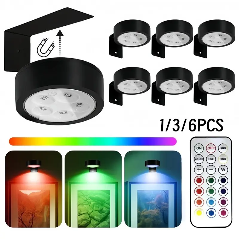 13 Color RGB LED Art Frame Light, Battery Powered, Adjustable Brightness, Remote Control, Suitable for Commercial Exhibitions, Portraits, Art Frames, Led Wall Light, Led Rgb Lights