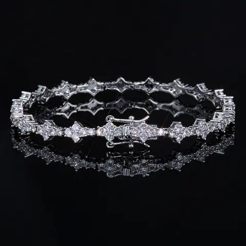 6.5mm Four Leaf Clover Tennis Bracelet for Men Women, Iced Out AAAAA+ Cubic Zirconia Bling Chain – Hip Hop Jewelry, Versatile Accessory, Perfect Birthday Anniversary Engagement Christmas Gift for Him Her
