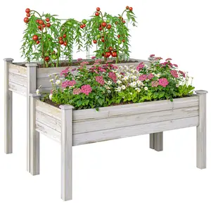 2 Tier Raised Garden Bed – Two 42.25" x 19.5" Planter Boxes. Organize Vegetables by Soil Type, Flowers by Color or Herbs by Preference. Natural Wood Finish