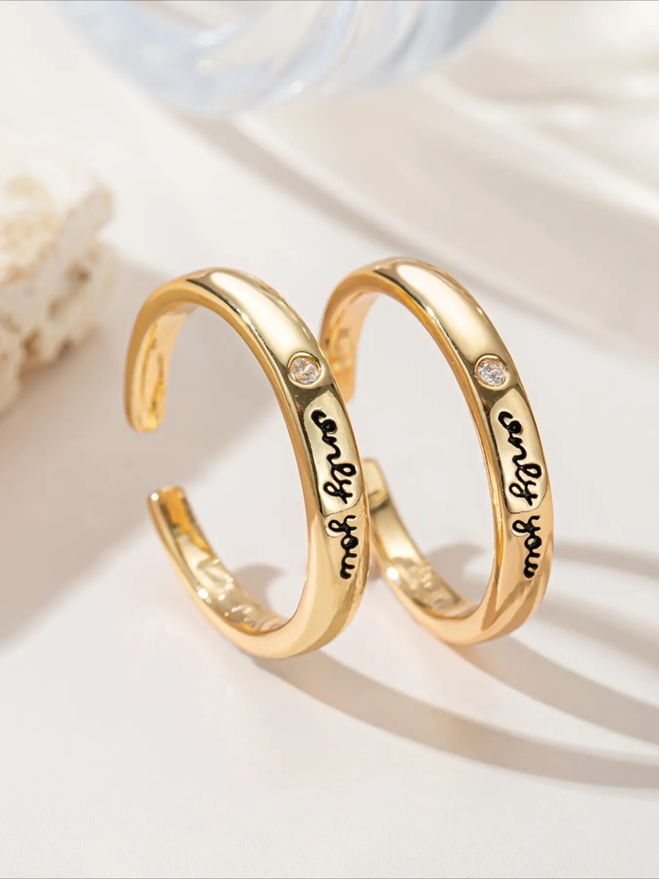 Set of 2 Open Engagement Rings/ Eternity & Promise Rings - Women's Jewelry, Suitable for Weddings and Daily Wear