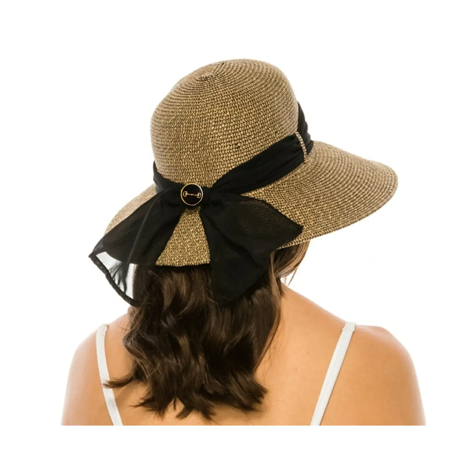 Bit Button Lampshade Black Sheer Ribbon Hat, Equestrian Hat Available  2 Colors #221