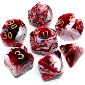 P-ITC071   DND Dice Set Red Mix White Dice for Dungeon and Dragons D&D MTG 7-Die RPG Polyhedral Dice